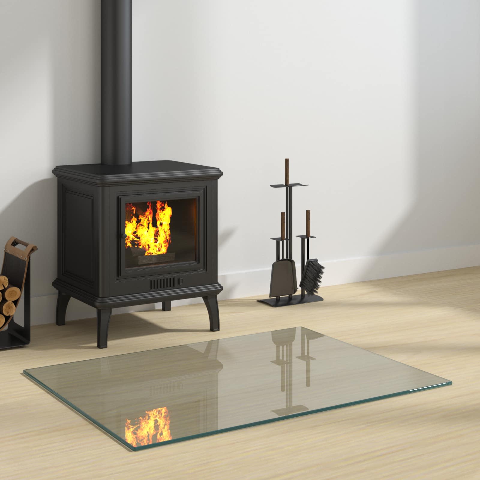 vidaXL Placă de sticlă pentru semineu Transparent 80 x 60 cm Sticlă