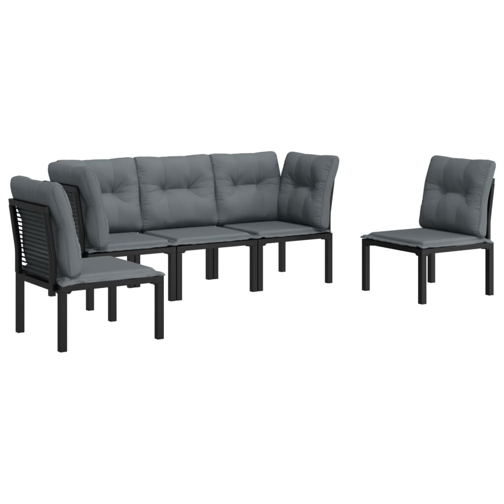 vidaXL 5-delige Loungeset poly rattan zwart en grijs afbeelding
