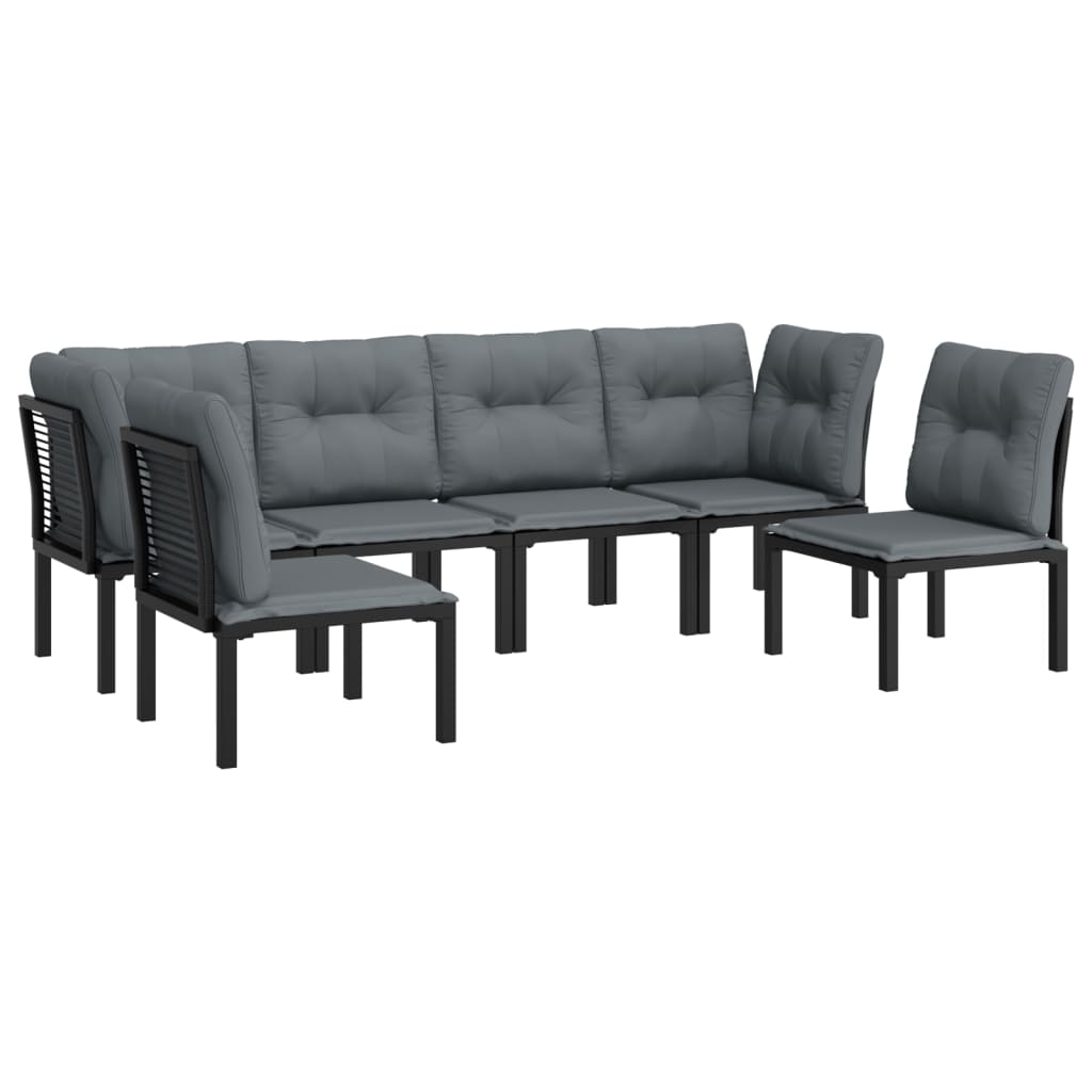 Thumbnail - vidaXL 6-tlg. Garten-Lounge-Set Schwarz und Grau Poly Rattan