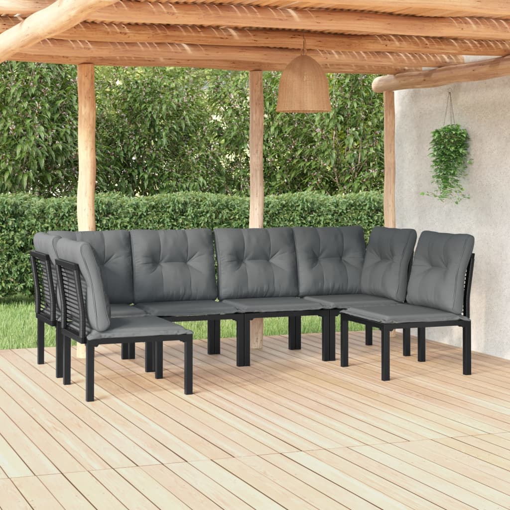 vidaXL 6-tlg. Garten-Lounge-Set Schwarz und Grau Poly Rattan