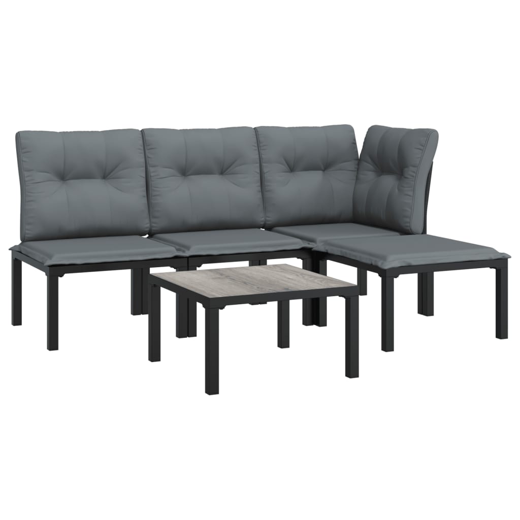 Thumbnail - vidaXL 5-tlg. Garten-Lounge-Set Schwarz und Grau Poly Rattan