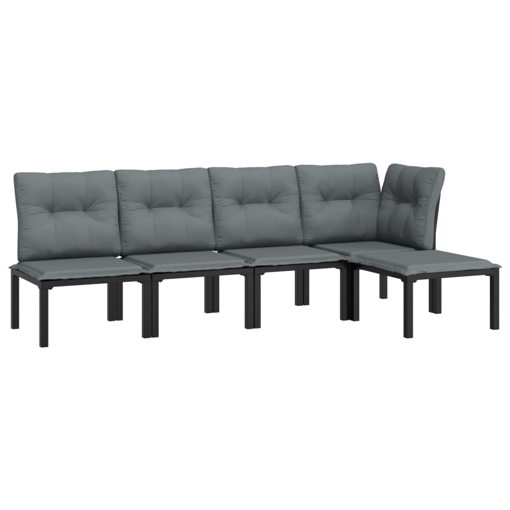 Thumbnail - vidaXL 5-tlg. Garten-Lounge-Set Schwarz und Grau Poly Rattan