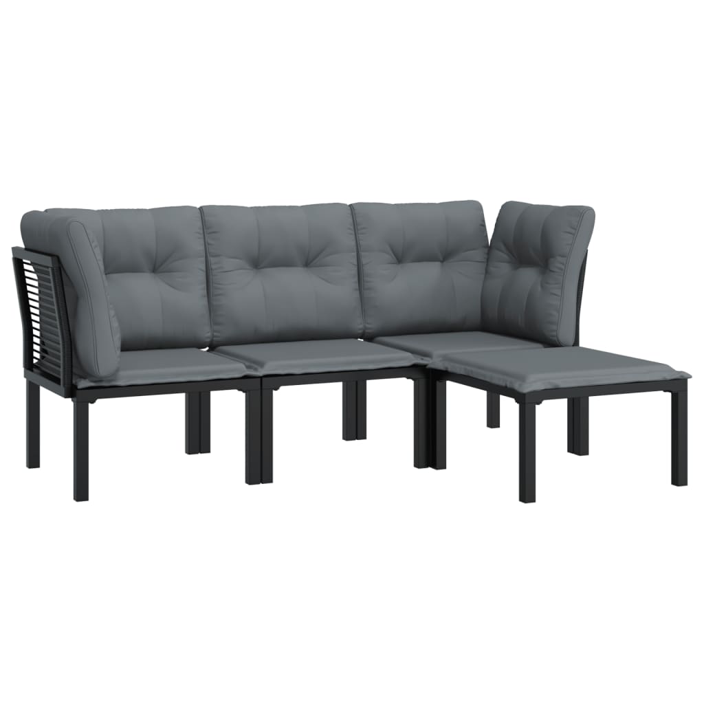 vidaXL 4-delige Loungeset poly rattan zwart en grijs afbeelding