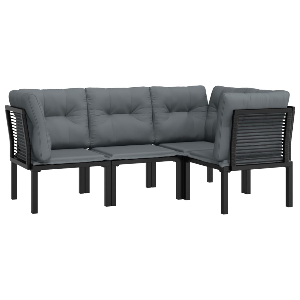 vidaXL 4 részes fekete és szürke polyrattan kerti ülőgarnitúra