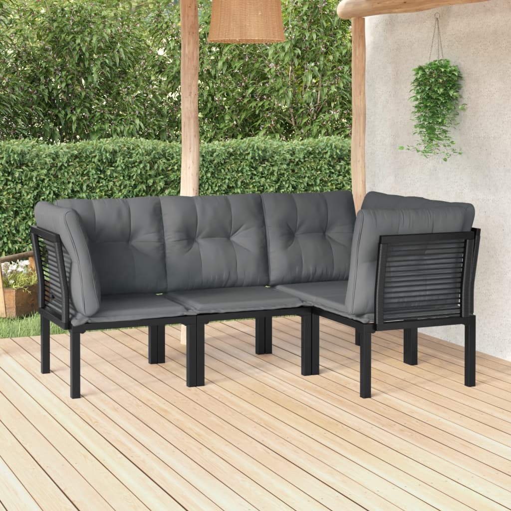 4-tlg. Garten-Lounge-Set，Gartenmöbel-Set Poly Rattan vidaXL und Grau Schwarz