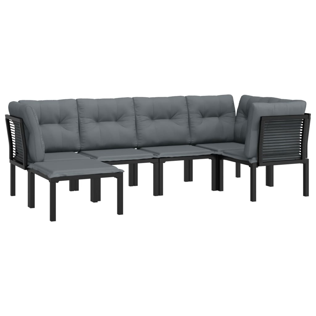 Thumbnail - vidaXL 6-tlg. Garten-Lounge-Set Schwarz und Grau Poly Rattan