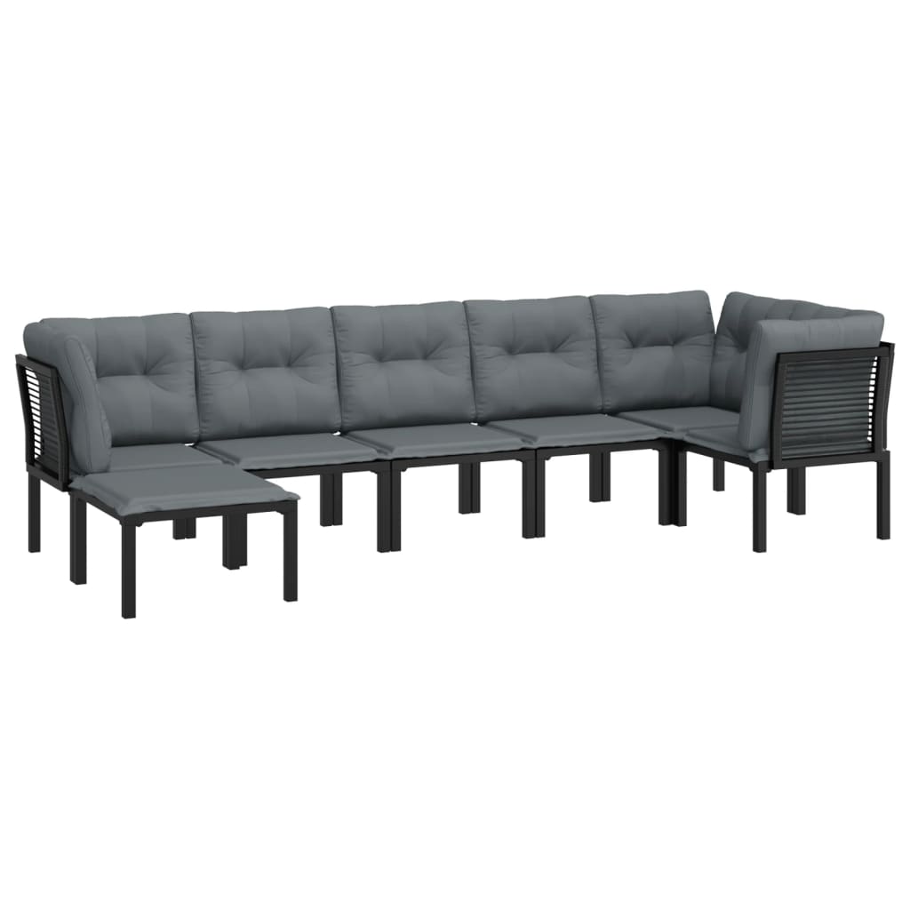 vidaXL 7 részes fekete-szürke polyrattan kerti ülőgarnitúra