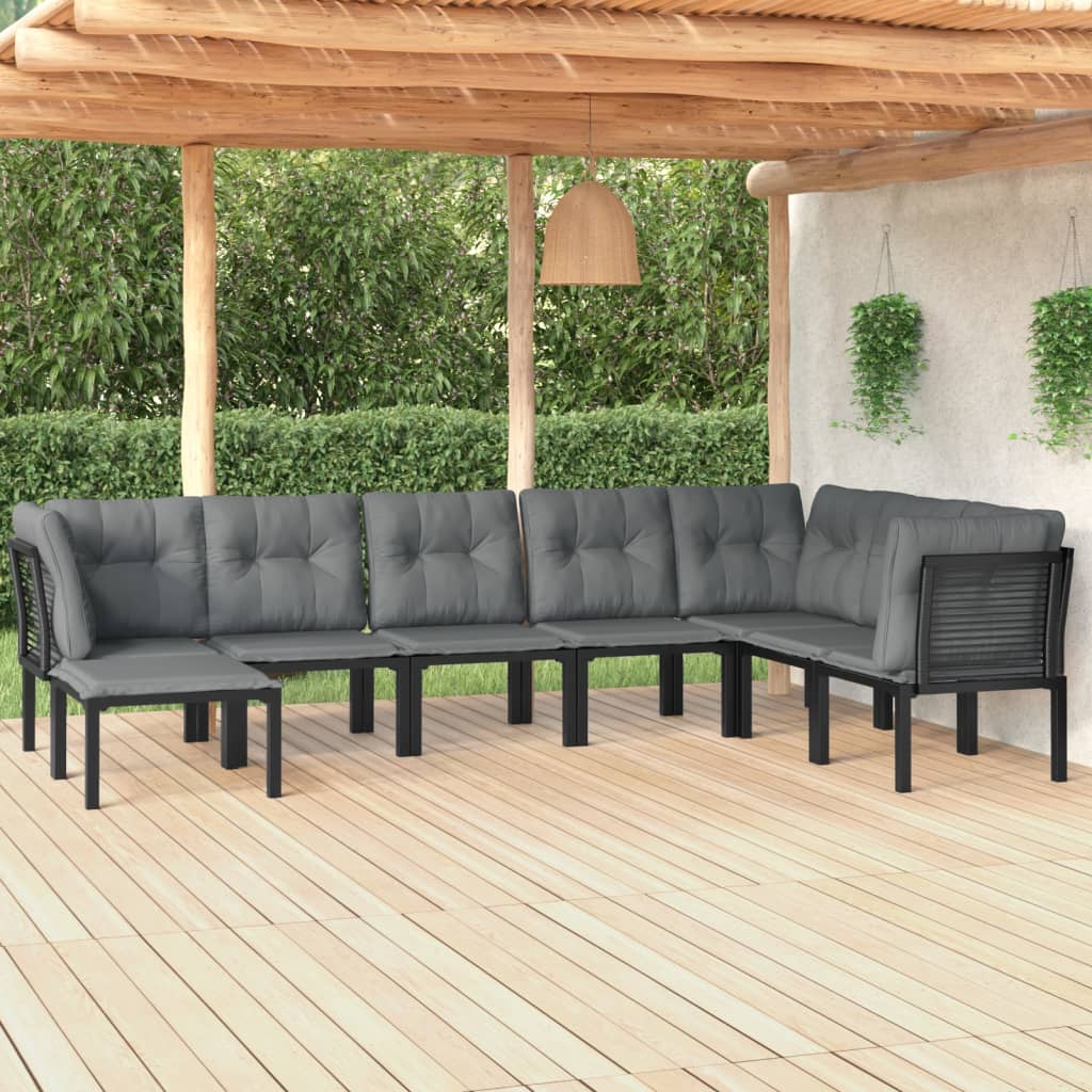 vidaXL 8-tlg. Garten-Lounge-Set Schwarz und Grau Poly Rattan