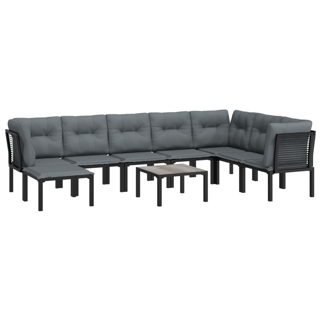 Thumbnail - vidaXL 9-tlg. Garten-Lounge-Set Schwarz und Grau Poly Rattan