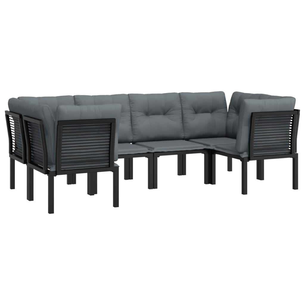 Thumbnail - vidaXL 6-tlg. Garten-Lounge-Set Schwarz und Grau Poly Rattan