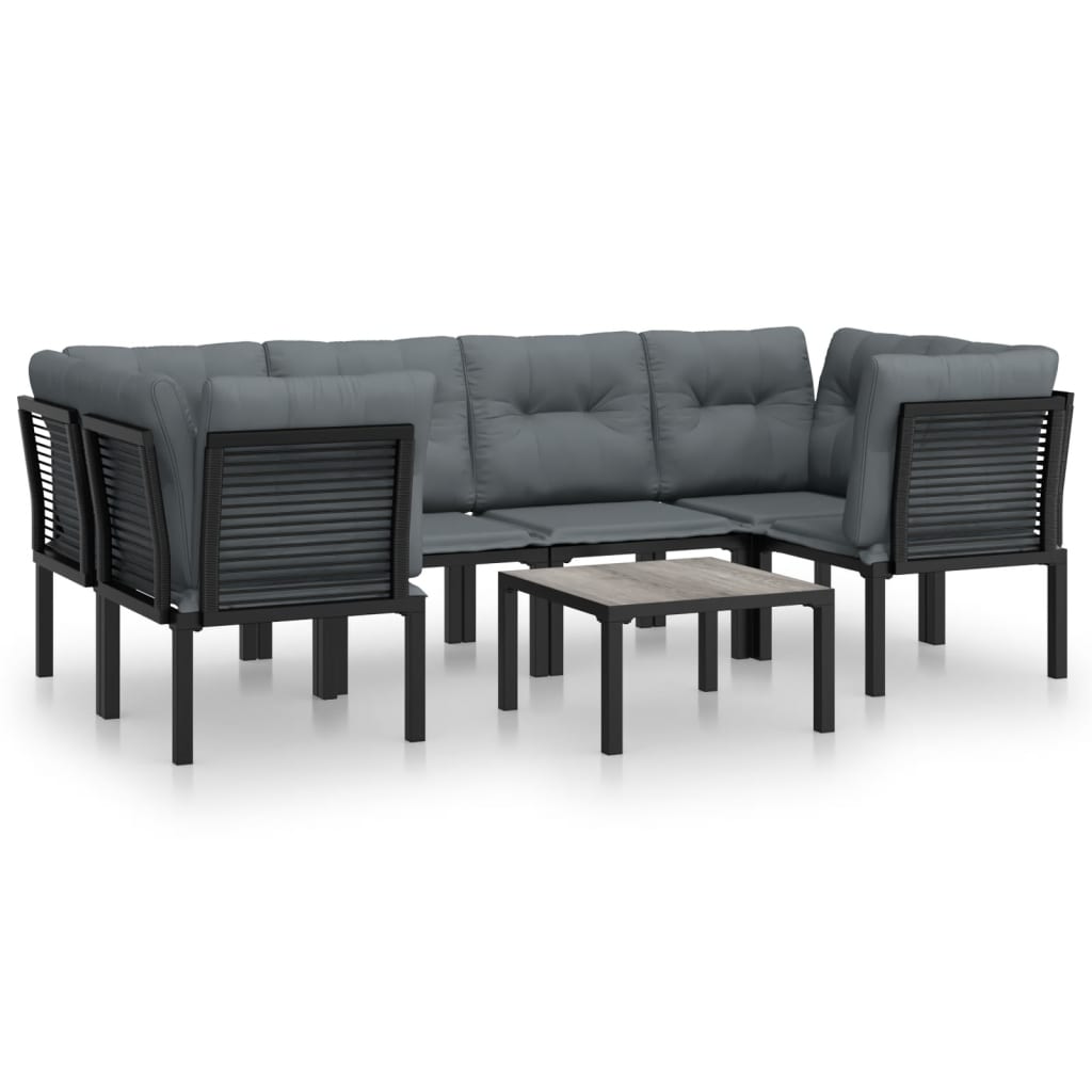 Photos - Garden Furniture VidaXL 7 Piece Patio Lounge Set Black and Gray Poly Rattan 