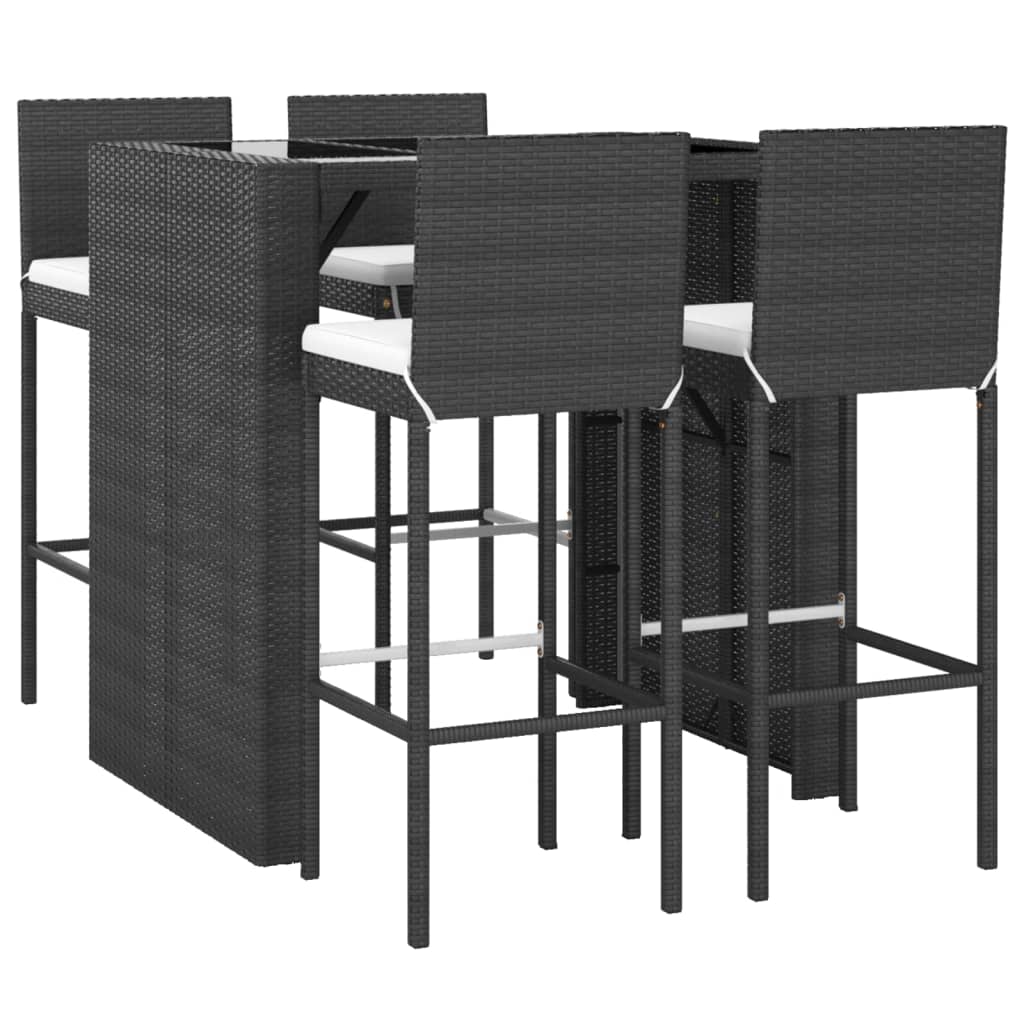 Ensemble De Bar De Jardin 5 Pcs Avec Coussins Noir Poly Rotin VidaXL 14 width=274
