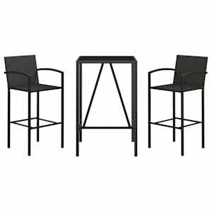 vidaXL 3-tlg. Gartenbar-Set Schwarz Poly Rattan
