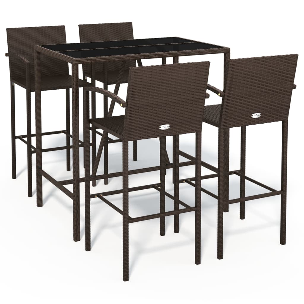 VidaXL Ensemble De Bar De Jardin 5 Pcs Marron Résine Tressée