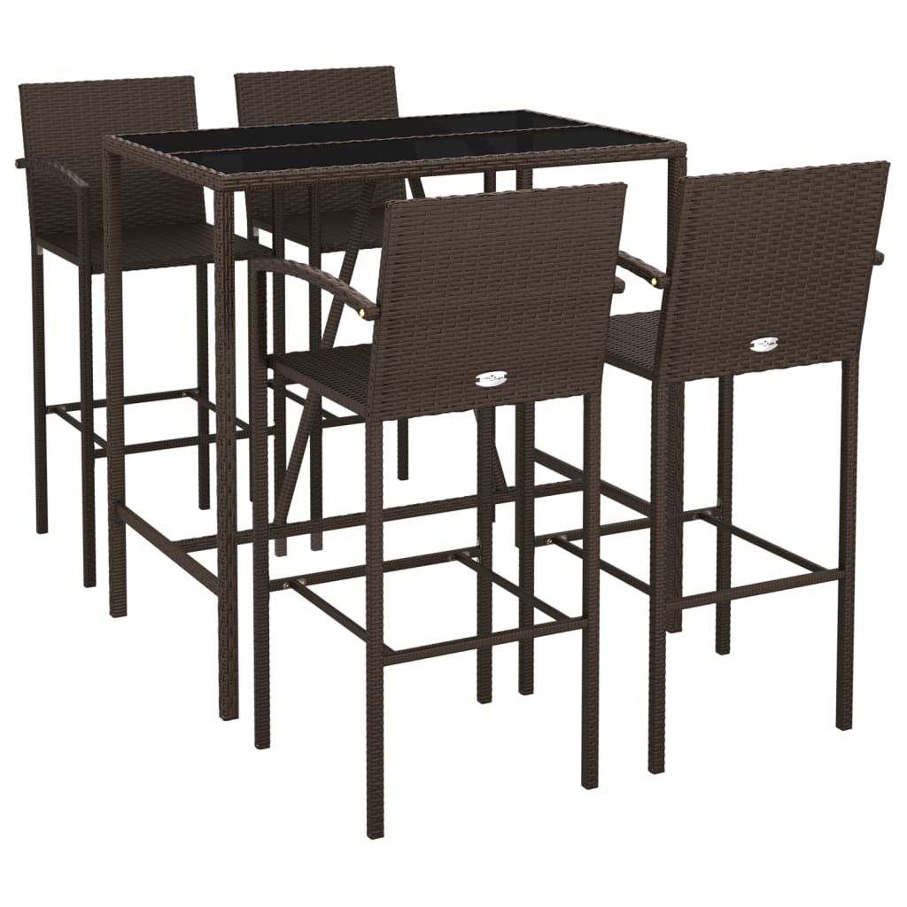 Trendy Garden Bar Set with Rattan and Glass vidaXL - Picture 23 of 46