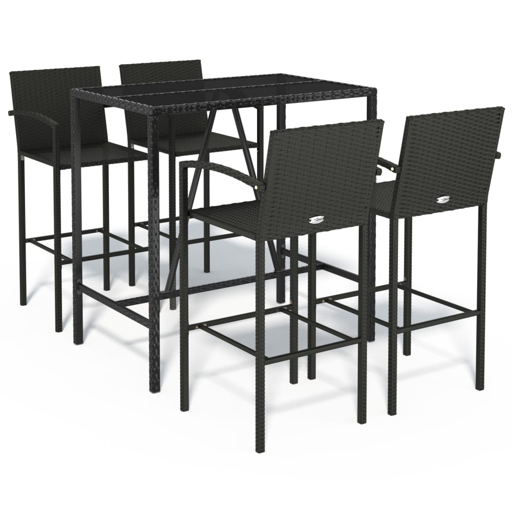 VidaXL Ensemble De Bar De Jardin 5 Pcs Noir Résine Tressée