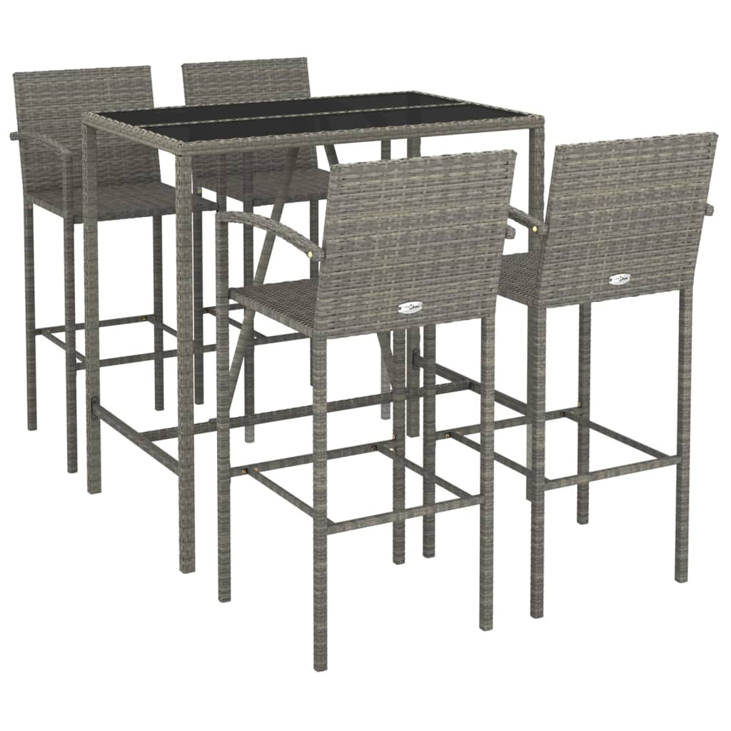 Trendy Garden Bar Set with Rattan and Glass vidaXL - Picture 33 of 46