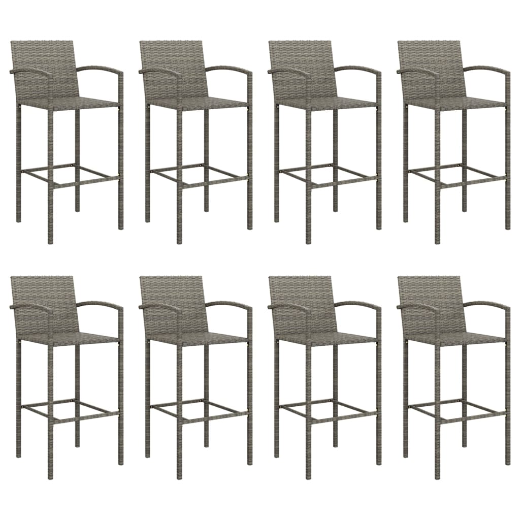 Garden Bar Set Grey PE rattan, powder-coated steel, tempered glass - Image 4