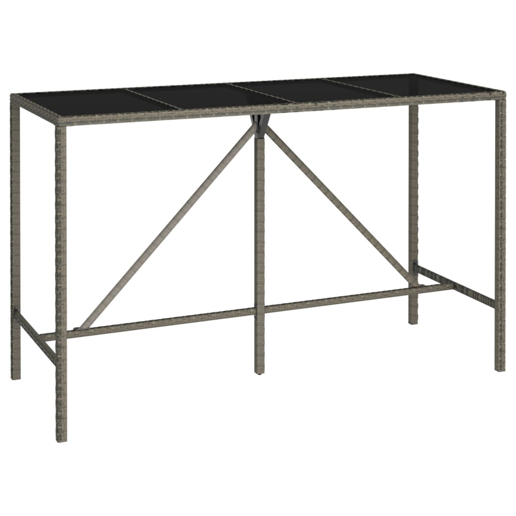 Garden Bar Set Grey PE rattan, powder-coated steel, tempered glass - Image 6