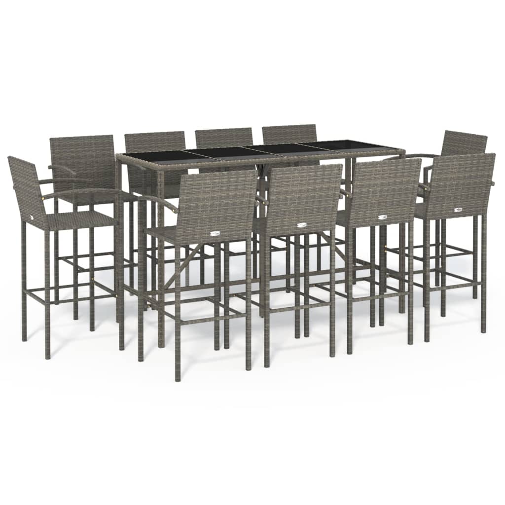 Garden Bar Set Grey PE Rattan Large Footrest Garden Bar Set - Image 2