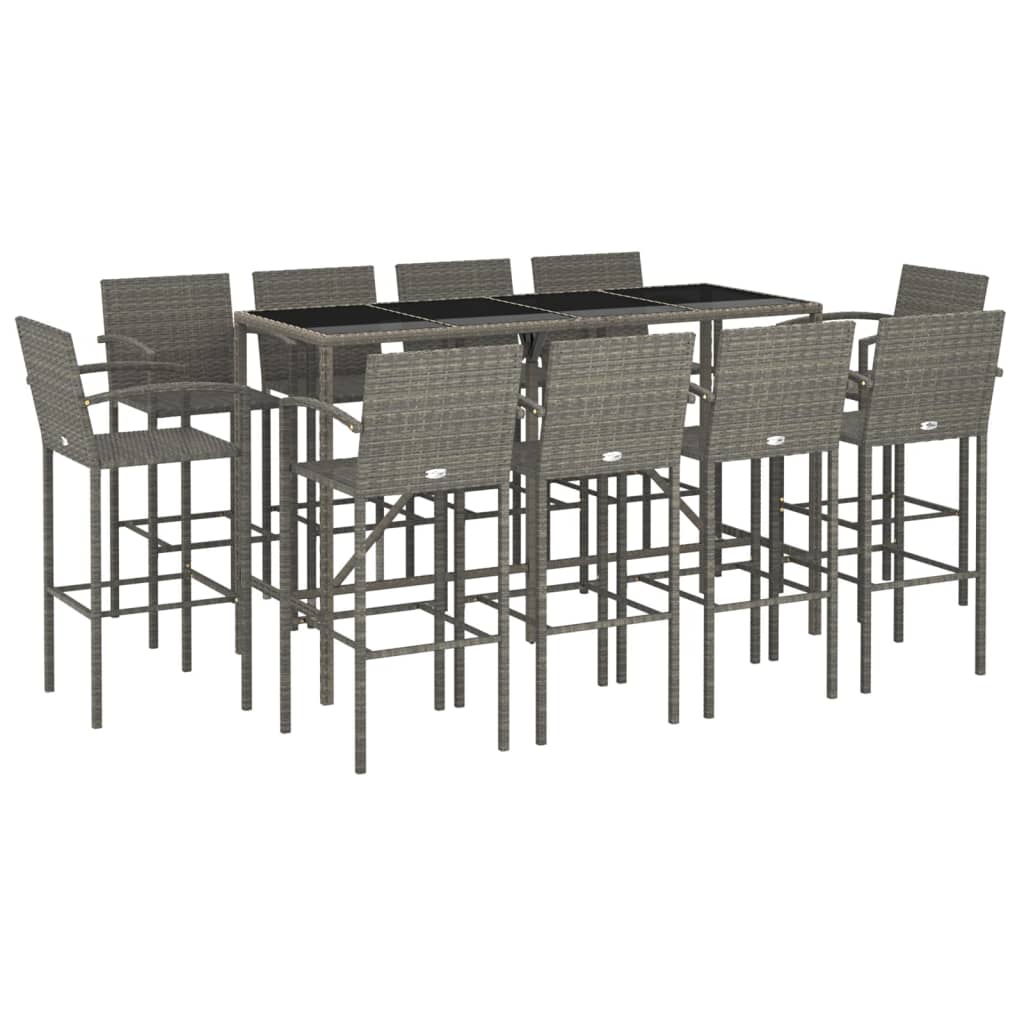 Garden Bar Set Grey PE Rattan Large Footrest Garden Bar Set - Image 3