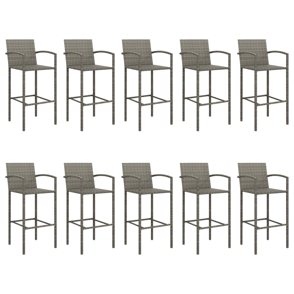 Garden Bar Set Grey PE Rattan Large Footrest Garden Bar Set - Image 4