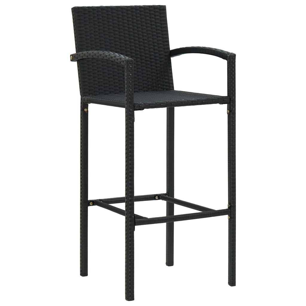 Garden Bar Set Black PE rattan, powder-coated steel, tempered glass - Image 5