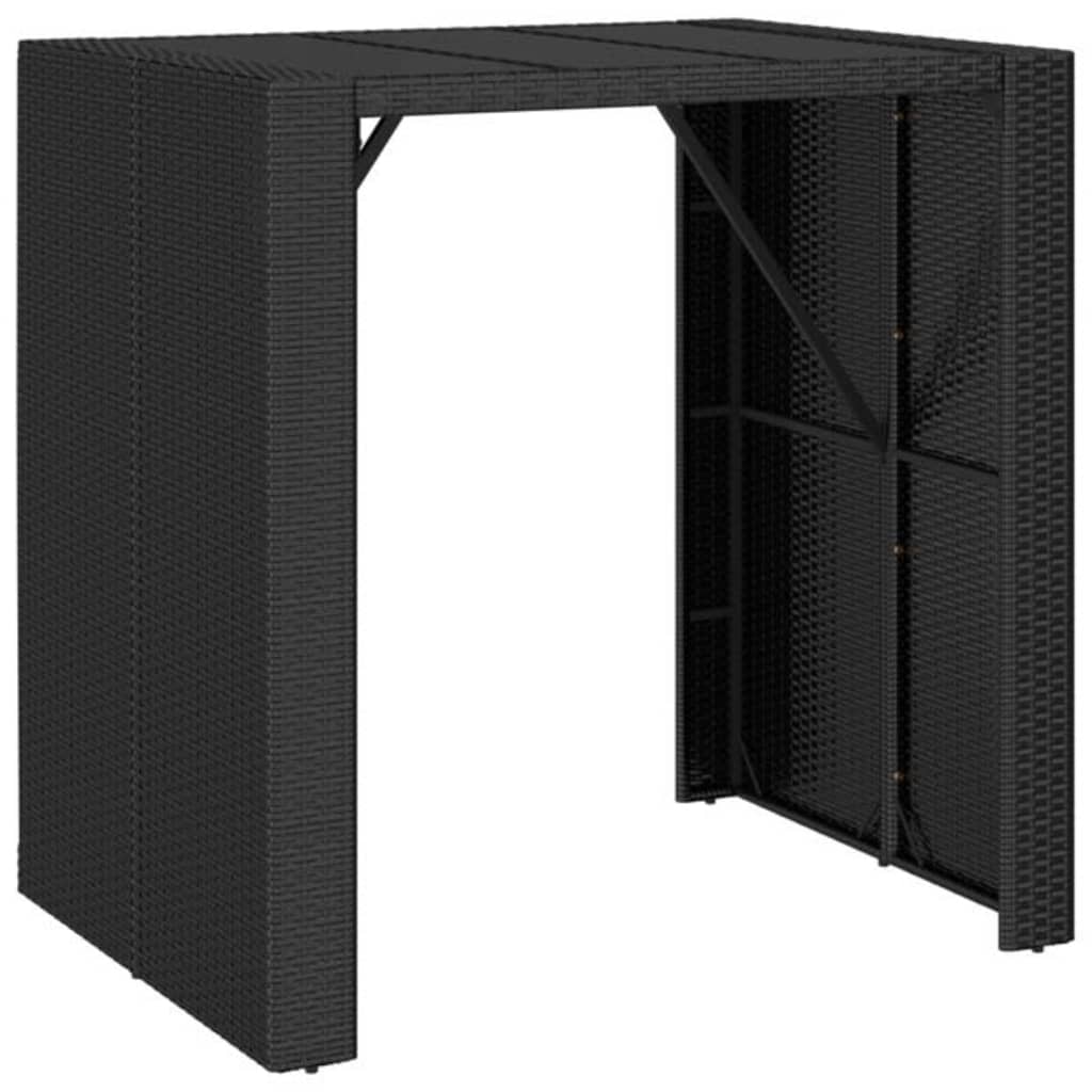Garden Bar Set Black PE rattan, powder-coated steel, tempered glass - Image 6