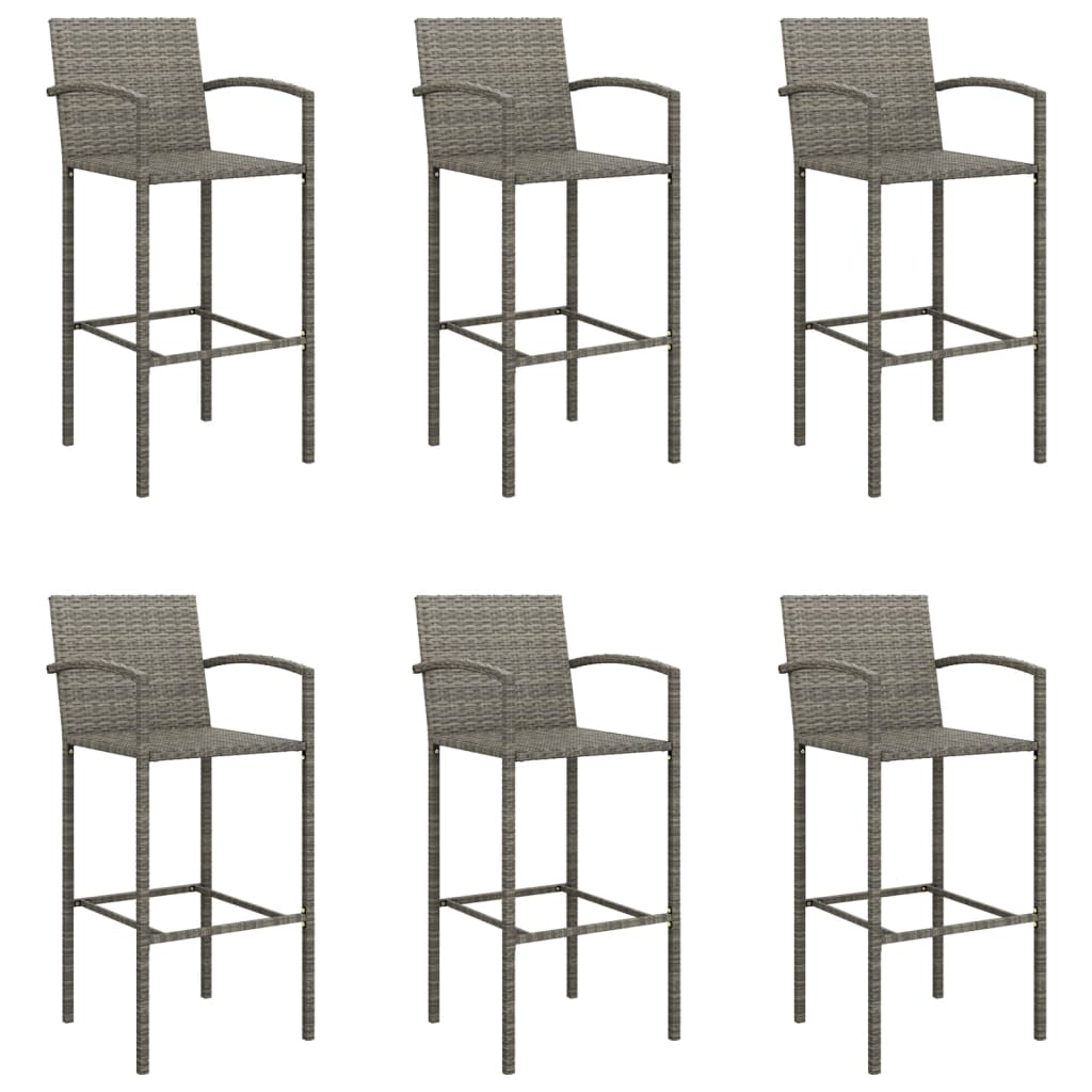 Garden Bar Set Grey PE rattan, powder-coated steel, tempered glass - Image 4