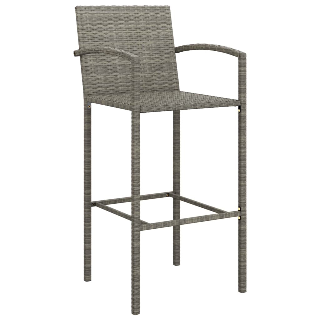 Garden Bar Set Grey PE rattan, powder-coated steel, tempered glass - Image 5