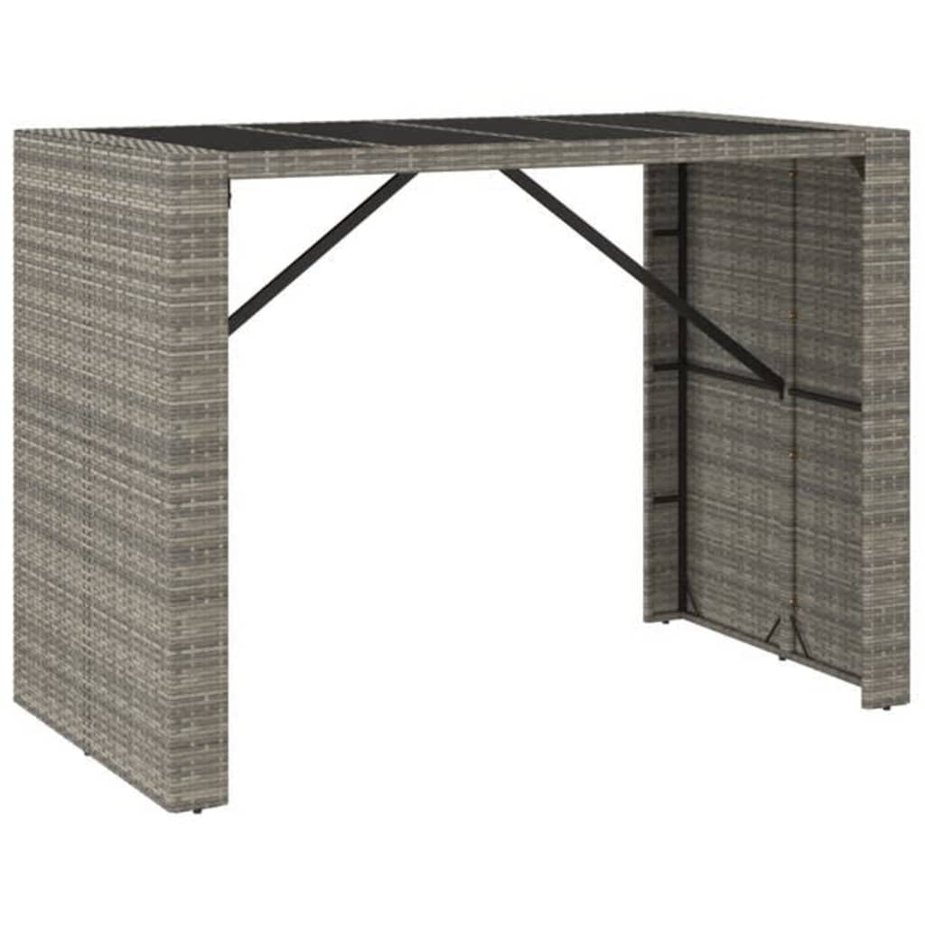 Garden Bar Set Grey PE rattan, powder-coated steel, tempered glass - Image 6