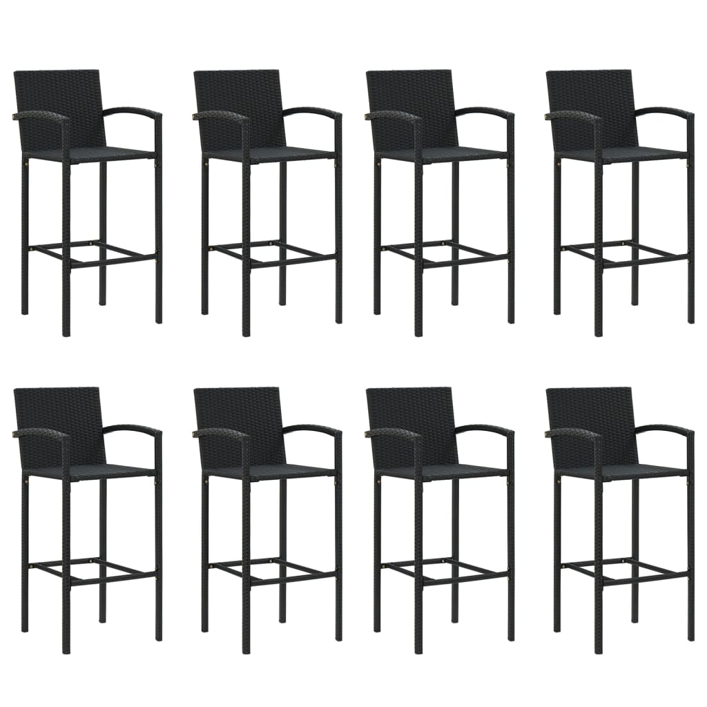Garden Bar Set Black PE rattan, powder-coated steel, tempered glass - Image 4