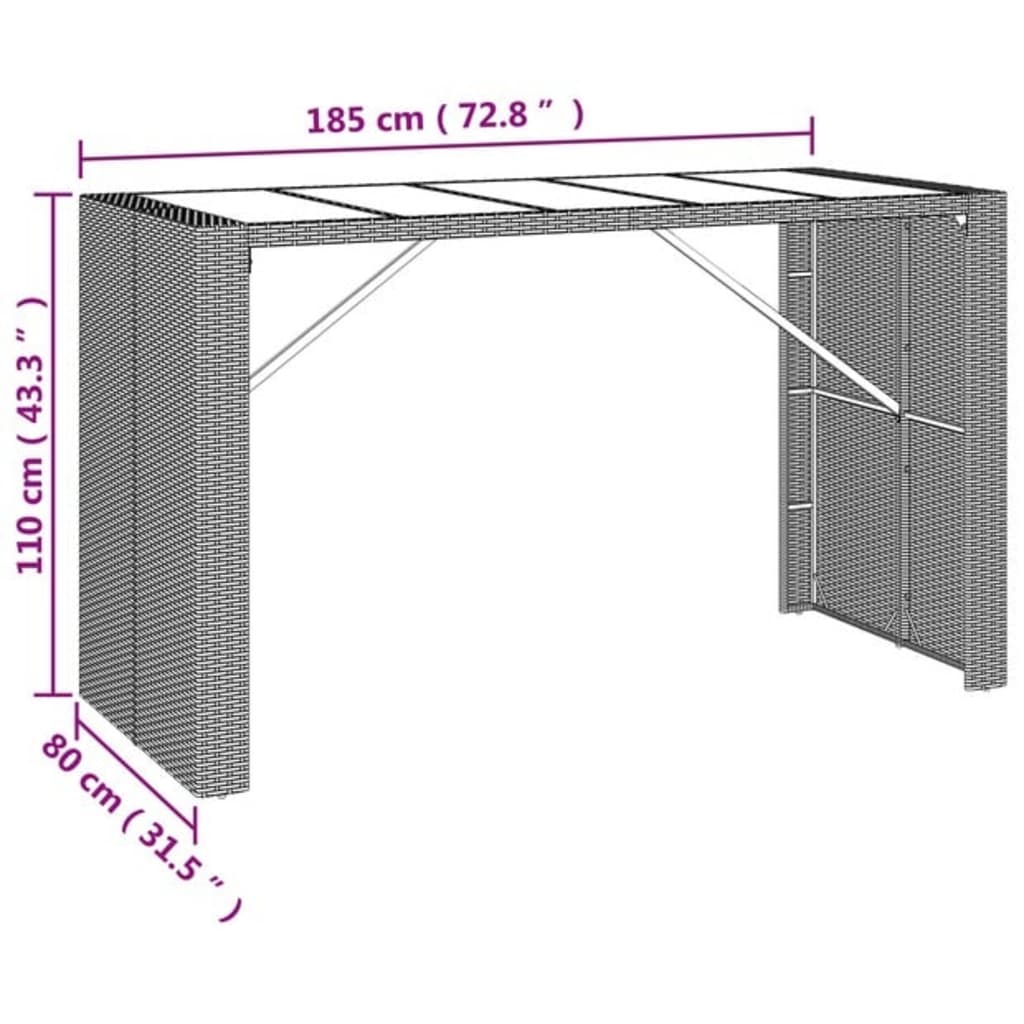 Garden Bar Set Black PE rattan, powder-coated steel, tempered glass - Image 9