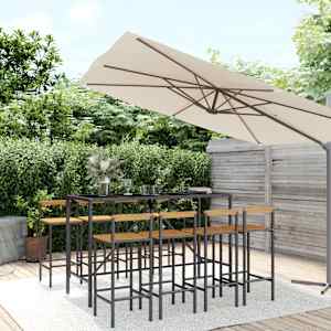 Vrtna barska garnitura 9-delna poli ratan in trden les akacije