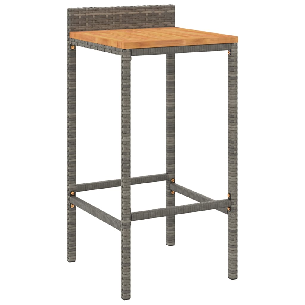 Barowy zestaw mebli - rattan PE, szary, 4x stołek, 1x stolik, 75,5x106 cm