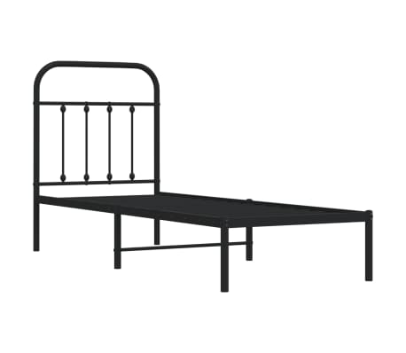 vidaXL Metalinis lovos rėmas su galvūgaliu, juodos spalvos, 75x190cm