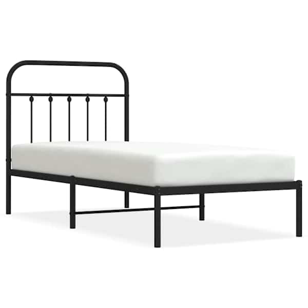 vidaXL metallist voodiraam peatsiga, must, 90 x 190 cm