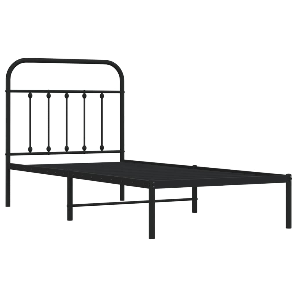 vidaXL Bedframe met hoofdbord metaal zwart 90x200 cm afbeelding