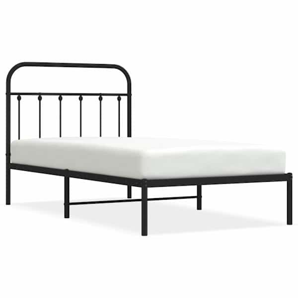 vidaXL metallist voodiraam peatsiga, must, 100x190 cm