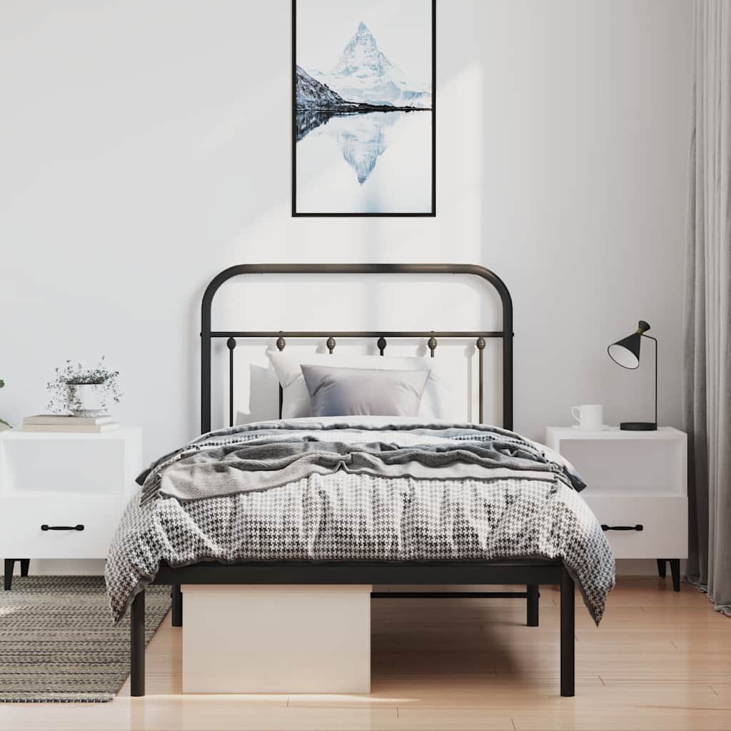 vidaXL Bedframe met hoofdbord metaal zwart 100x190 cm afbeelding