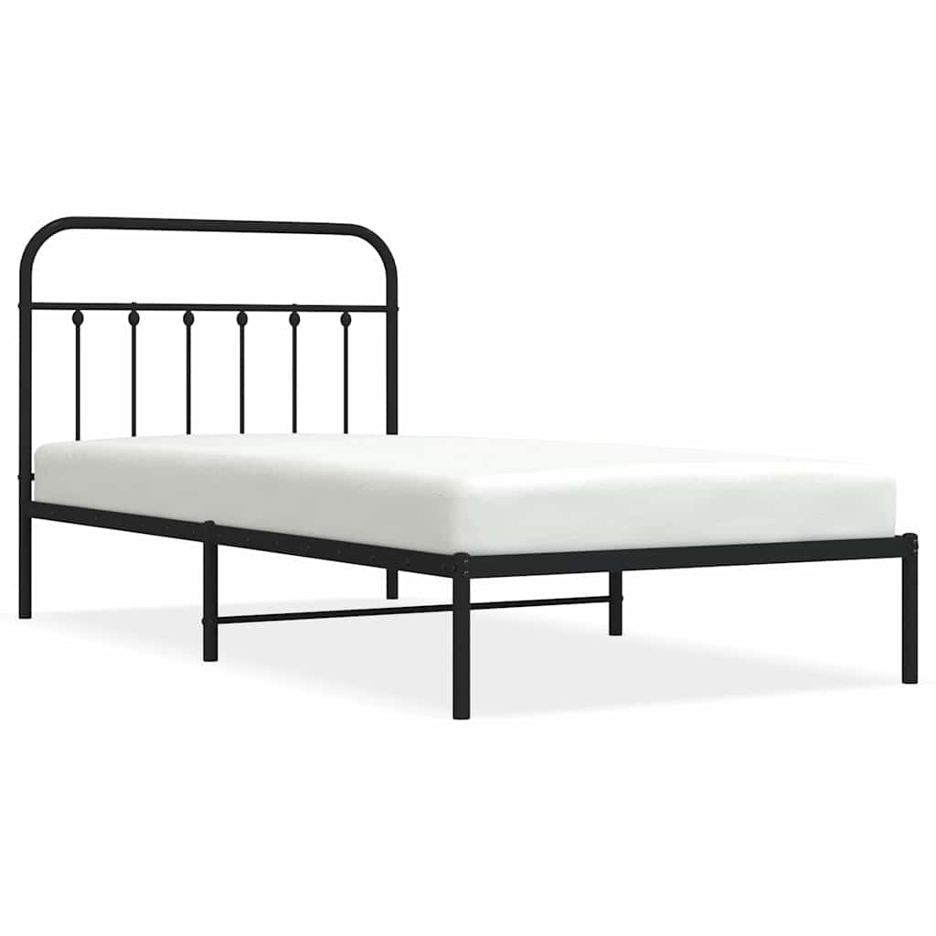 vidaXL Kovový rám postele s čelem černý 100 x 200 cm