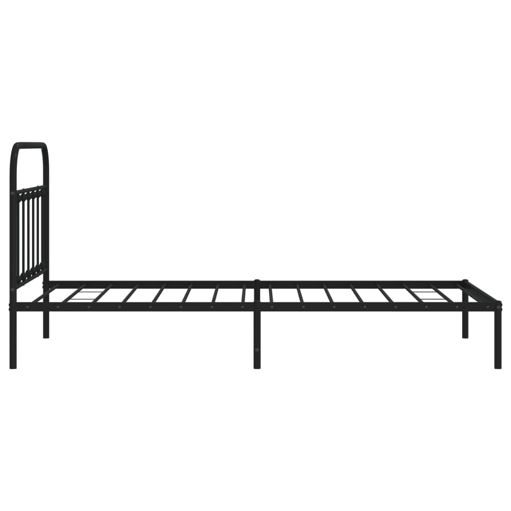 Metalni okvir za krevet s uzglavljem crni 100x200 cm