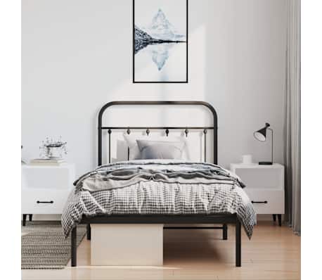 vidaXL Metal Bed Frame without Mattress with Headboard Black 100x200cm