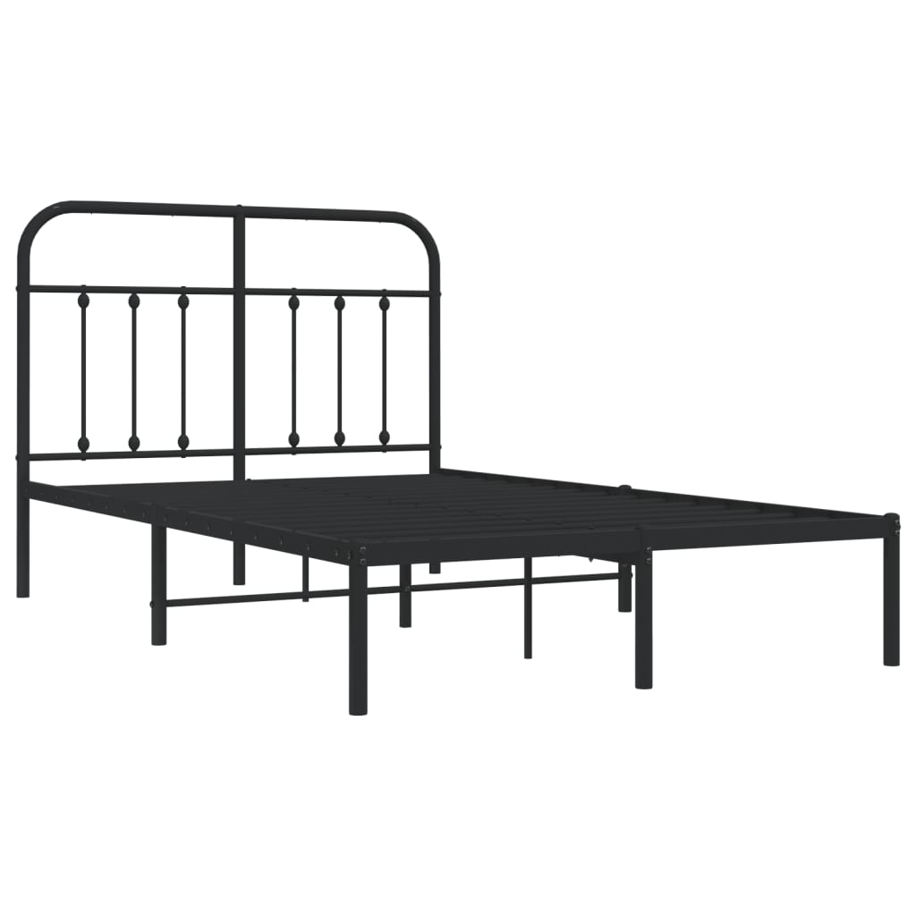 vidaXL fekete fém ágykeret fejtámlával 120 x 190 cm