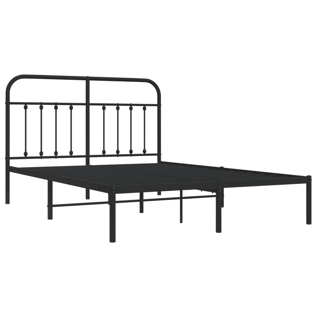 vidaXL Bedframe met hoofdbord metaal zwart 140x190 cm afbeelding