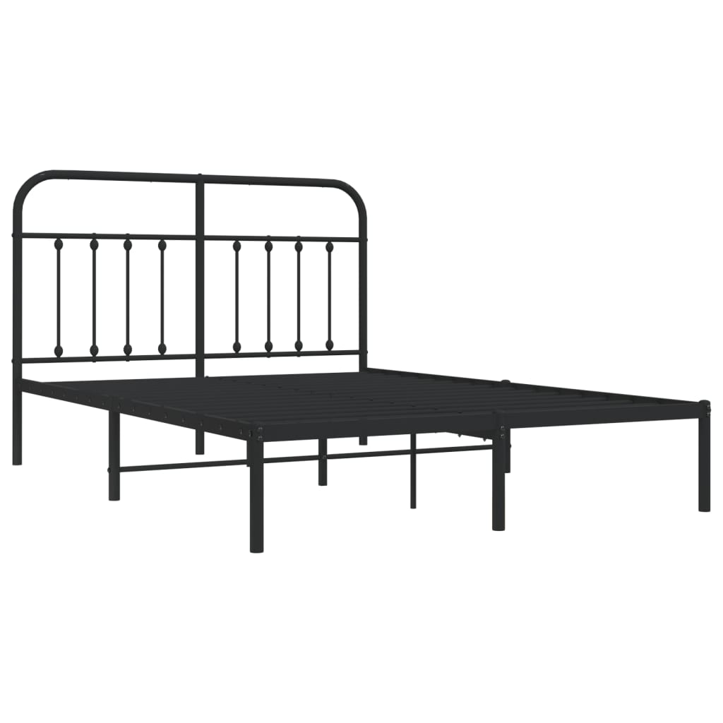 vidaXL Bedframe met hoofdbord metaal zwart 140x200 cm afbeelding