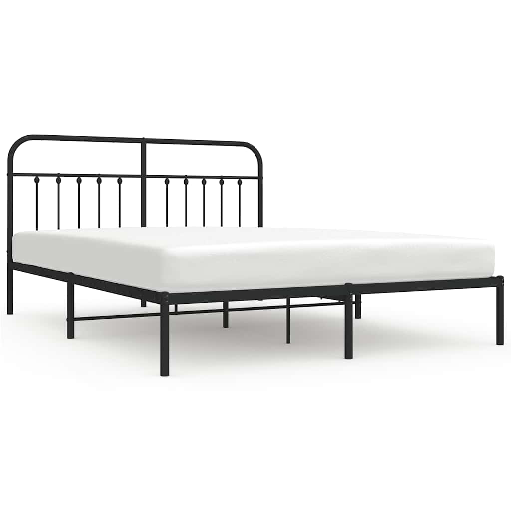 vidaXL Kovový rám postele s čelem černý 183 x 213 cm