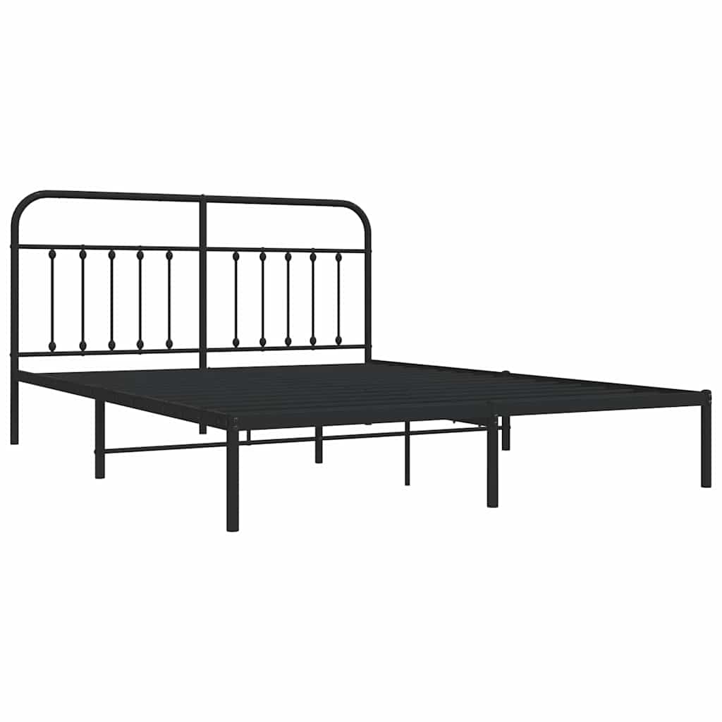 vidaXL Bedframe met hoofdbord metaal zwart 183x213 cm, foto 4