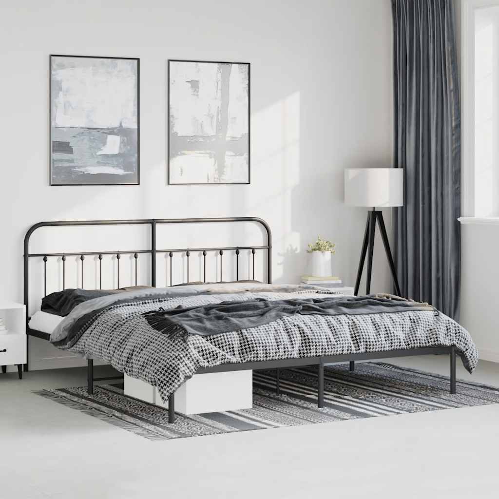 vidaXL Metallinen sängynrunko päädyllä musta 183x213 cm