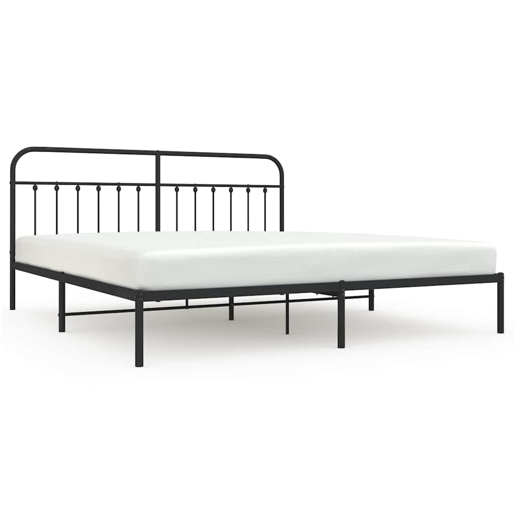 vidaXL Bedframe met hoofdbord metaal zwart 193x203 cm, foto 3